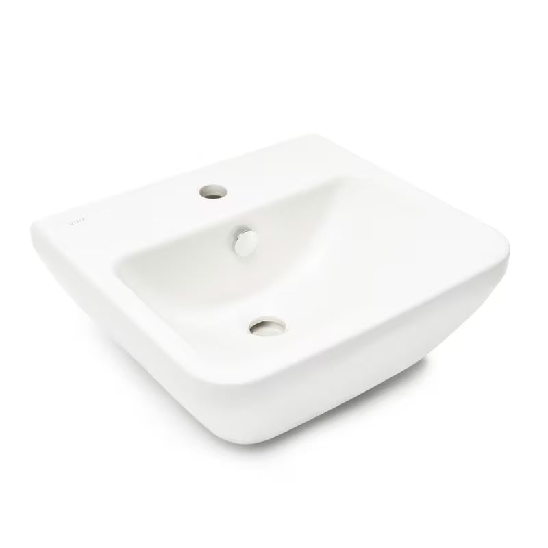 Bijeli viseče keramički umivaonik vitra Integra 45x40 cm s otvorom za pro slavinu u sredini