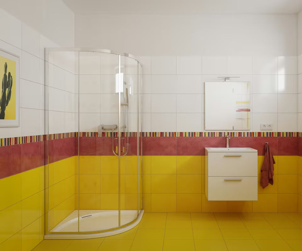 Bijeli koupalniški sestav Vitra Mia s keramičkim umivaonikom, visećim ormarićem, ogledalom i LED rasvjetom.