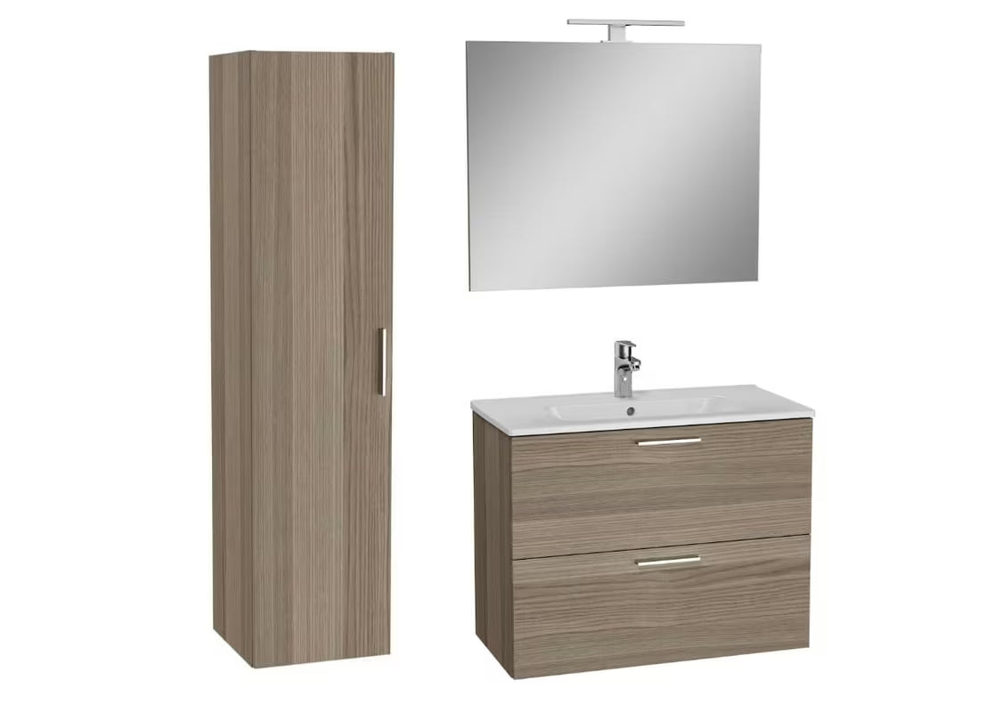 Viseča koupalniški sestav vitra Mia u dekoru cordoba s keramičkim umivaonikom, ogledalom i LED rasvjetom