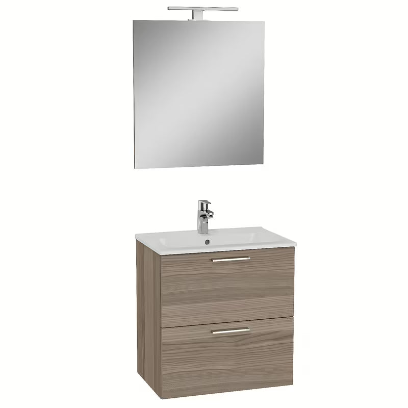 Koupalniški sestav Vitra Mia 59 x 39,5 cm u dekoru cordoba s ormarićem, umivaonikom, ogledalom i LED rasvjetom