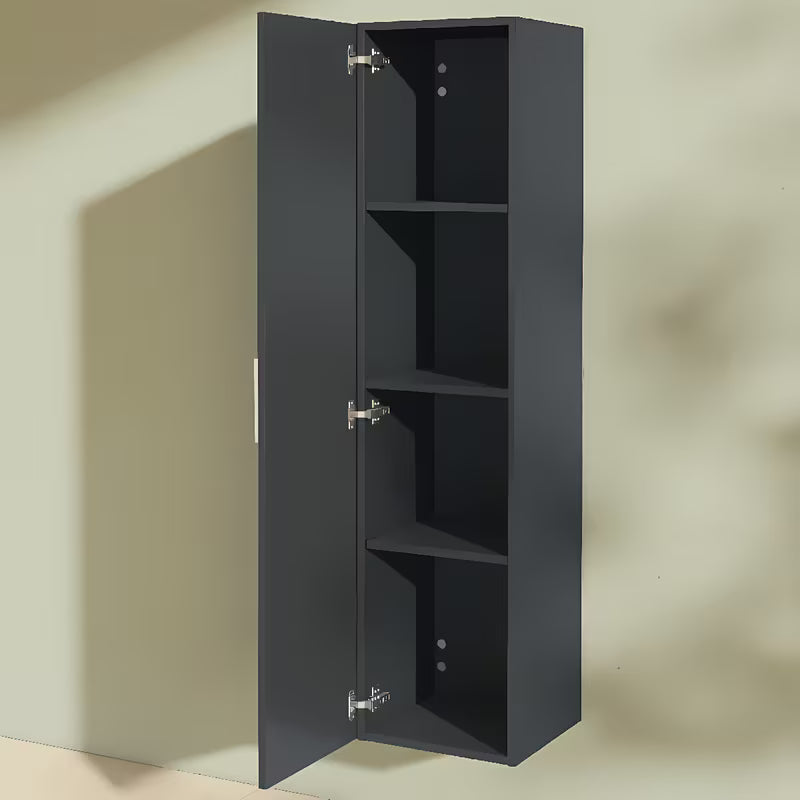 Antracitni viseča visoka kopalniška omarica vitra Mia s vratima i unutarnjim policama