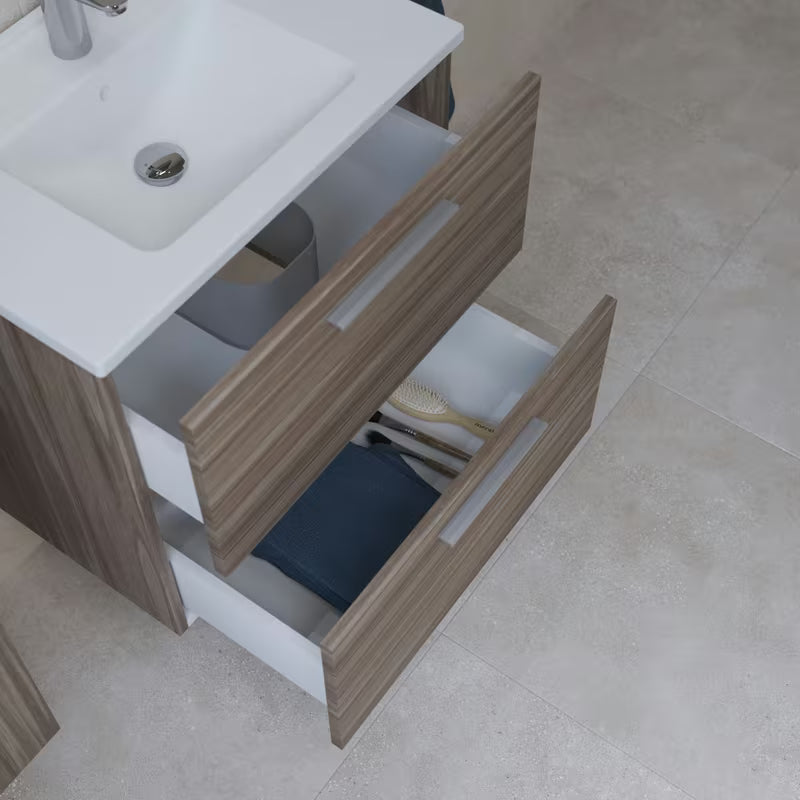Koupalniški sestav Vitra Mia 59 x 39,5 cm v dekorju cordoba z omarico, umivalnikom, ogledalom in LED osvetlitvijo