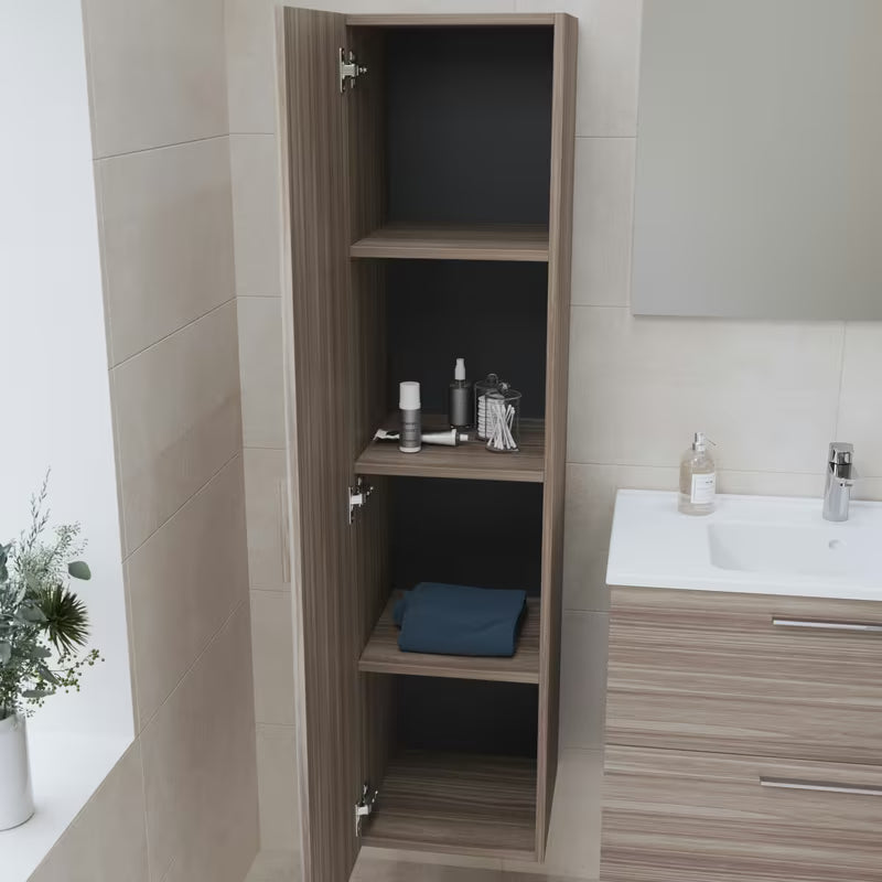 Visoka viseča kopalniška omarica vitra Mia 35x35x145 cm v dekorju cordoba z vrati in policami.