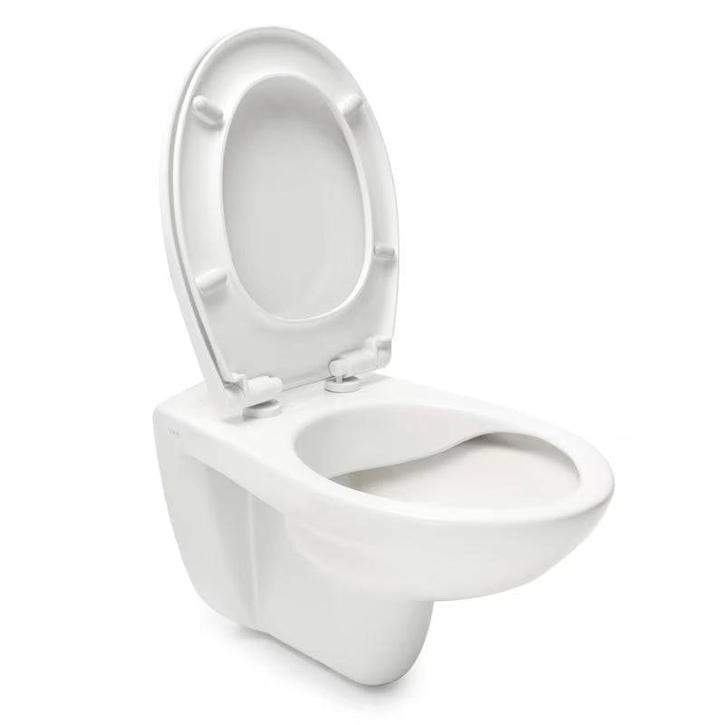 Viseča WC Školjka Vitra Normus v beli barvi brez splakovalnega kroga s wc desko mehko Zapiranje Soft Close.