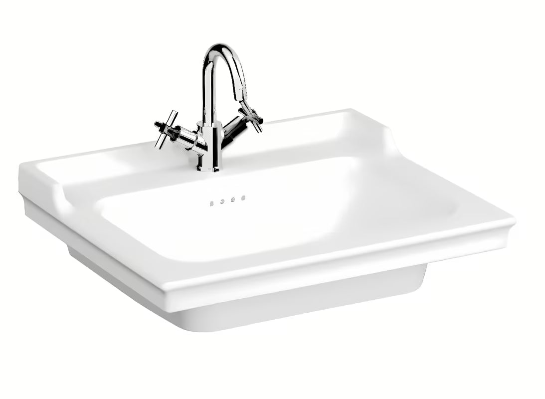 Vitra Ricordi viseče keramični umivalnik bel 65 x 53 cm z odprtino pro za armaturo na sredini