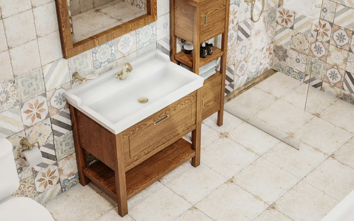 Bijeli keramički viseči umivalnik Vitra Ricordi 80 x 53 cm s otvorom pro za slavinu u sredini i preljevom.