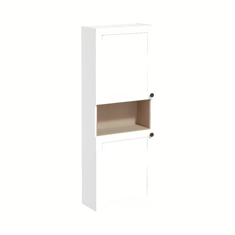 Viseča kopalniška omarica Vitra Root Classic 55x155x25 cm u mat bijeloj boji s crnim ručkama