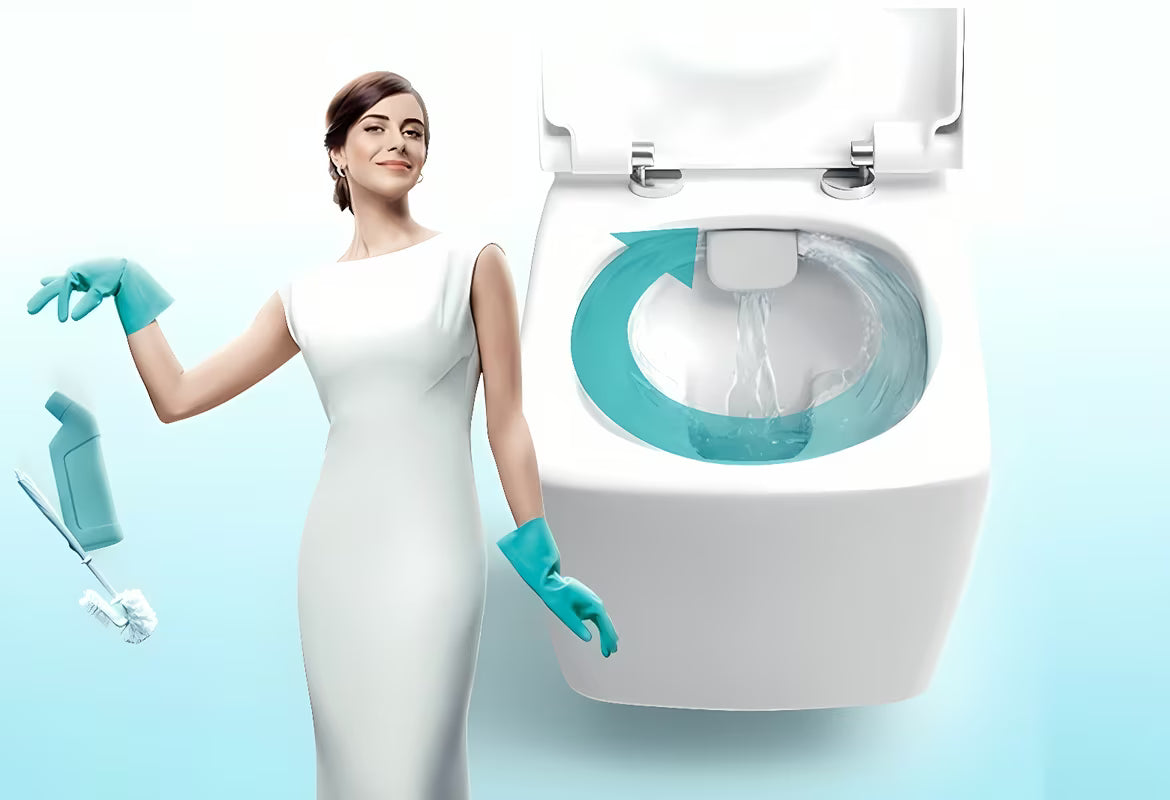 Beli viseča WC školjka vitra Shift brez splakovalnega kroga s skritim pritrjevanjem in zaobljeno obliko.