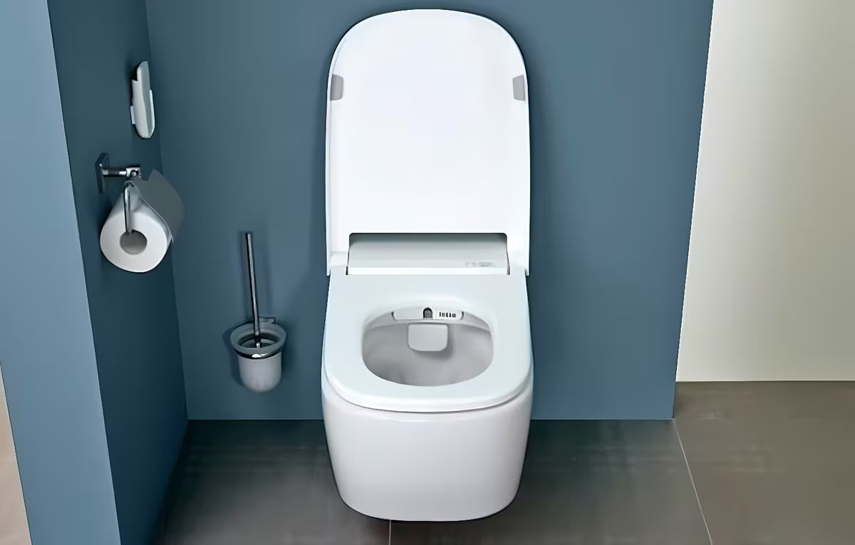 Beli pametni WC školjka z Bidejem vitra V-Care z ogrevanim sedežem in funkcijo prhe