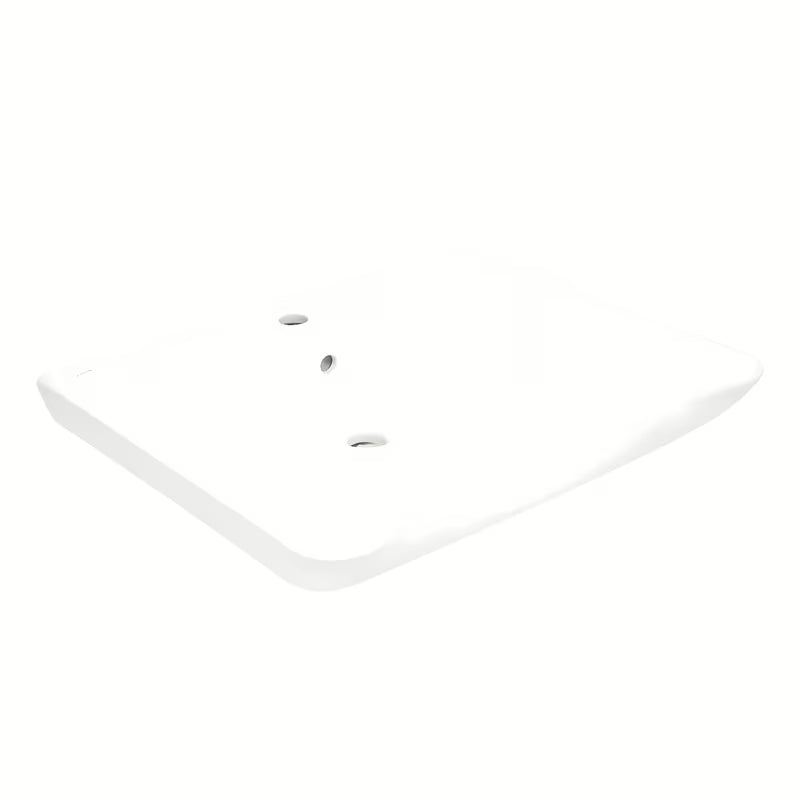 Bijeli viseče za invalide umivaonik Vitra 65x56 cm od keramike s preljevom i otvorom pro slavinu u sredini.