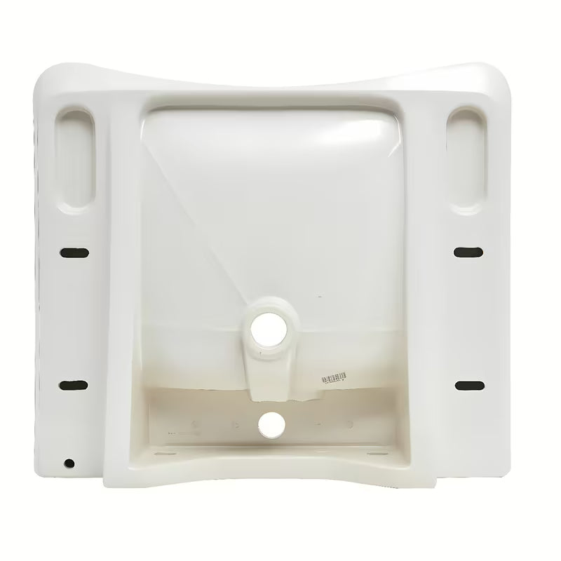 Bijeli viseče za invalide umivaonik Vitra 65x56 cm od keramike s preljevom i otvorom pro slavinu u sredini.