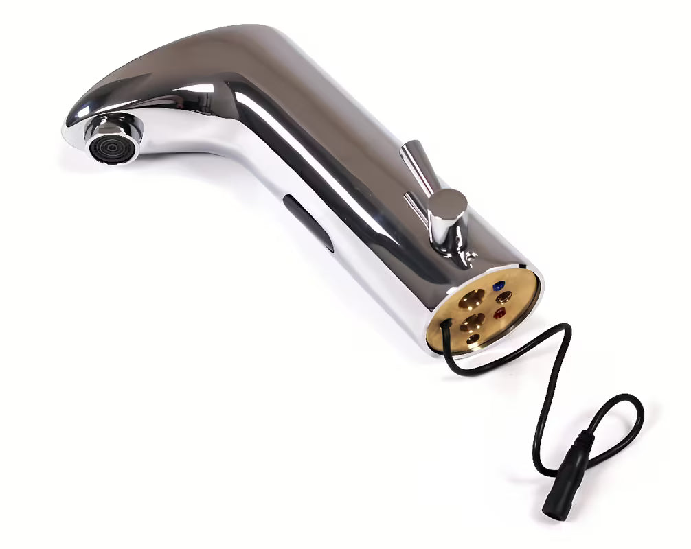 Kromirana senzorska stoječa armatura za umivalnik Weltservis Donner s infracrvenim aktiviranjem