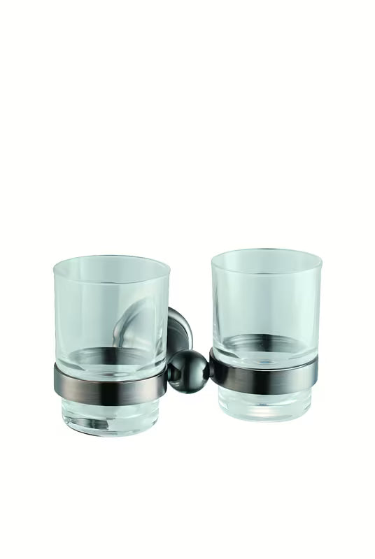 Stenski mesingani držalo za četkice s dvije čaše u završnoj obradi dark-metal