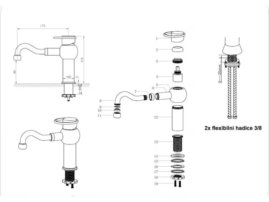 Enoročna stoječa armatura za umivalnik WF Industrial Dark-Metal brez odtoka u završnoj obradi uljna brušena bronca.