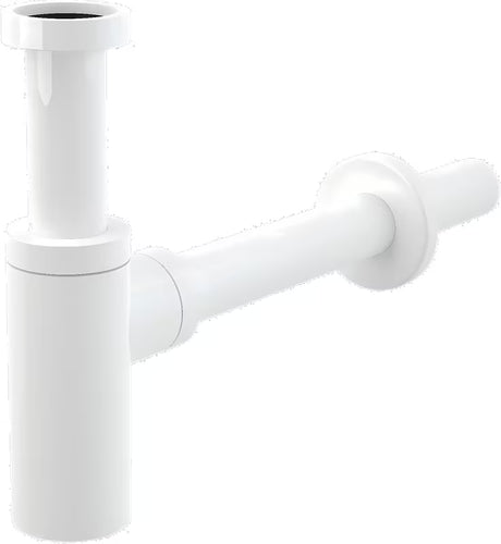 Bel sijajni celokovinski sifon za umivalnik Alca iz medenine pro priključek na odtok Ø32 mm.