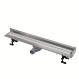 Nerjavni kanaleta za tuš Alca 91 cm v barvi chrome z mat rešetko iz nerjavnega jekla in nizkim vrtljivim sifonom