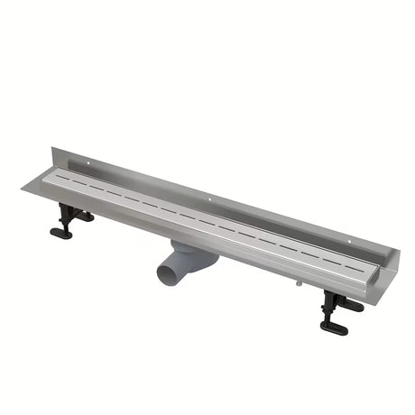 Nerjavni kanaleta za tuš Alca 91 cm v barvi chrome z mat rešetko iz nerjavnega jekla in nizkim vrtljivim sifonom