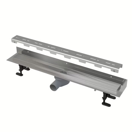 Nerjavni kanaleta za tuš Alca 91 cm v barvi chrome z mat rešetko iz nerjavnega jekla in nizkim vrtljivim sifonom