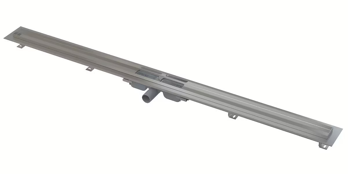Nerjavni kanaleta za tuš Alca APZ101 pro za prho v ravnini tal, dolžina rešetke 145 cm.