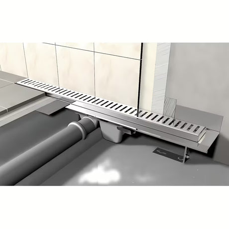 Nerjavni kanaleta za tuš Alca 85 cm pro perforiran rešetka za kanaleto v izvedbi chrome, namenjen pro za montažo neposredno do stene.