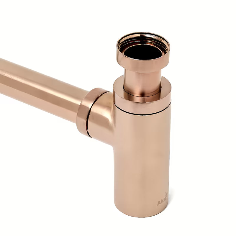 Alca Individual sifon za umivalnik DN32 v izvedbi rose gold mat s kovinsko rozeto