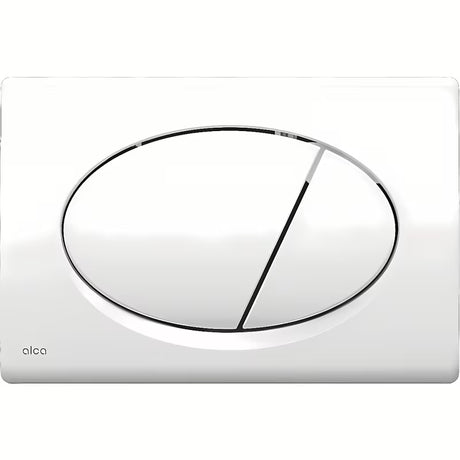 Bijele aktivirna tipka Alca M70 pro za predzidne instalacijske sustave i WC školjka vodokotliće pro za ugradnju u zid.