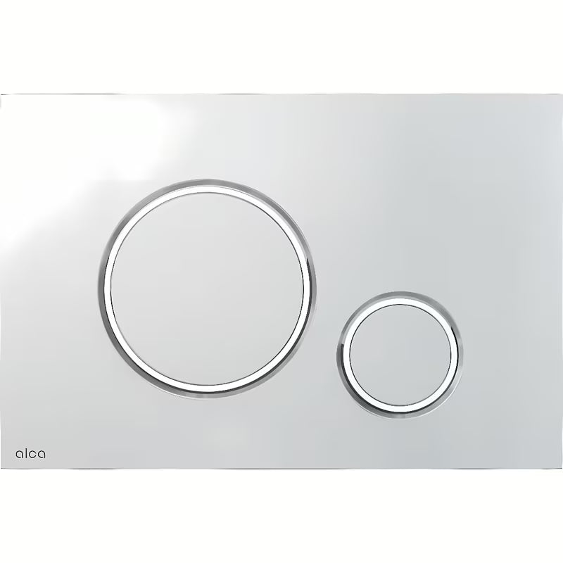 Aktivirna tipka Alca u izvedbi krom-mat pro za predzidne instalacijske sustave i ugradbene vodokotliće pro za zazidavanje.