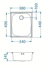 Vgradni nehrđajući kuhinjski enojno korito Alveus Basic 10 bez ocjeđivača u izvedbi SAT