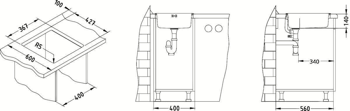 Vgradni nehrđajući kuhinjski enojno korito Alveus Basic 10 bez ocjeđivača u izvedbi SAT