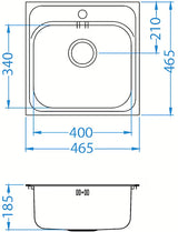 Inox vgradni pomivalno korito Alveus Basic 140 bez ocjeđivača, s preljevom i otvorom pro slavinu.