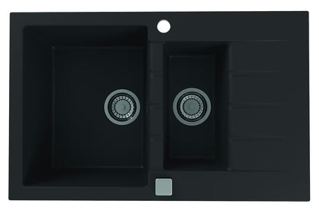 Crni granitni pomivalno korito Alveus Cadit 70 / 91 s kadjo s ocjeđivačem za delovni pult.