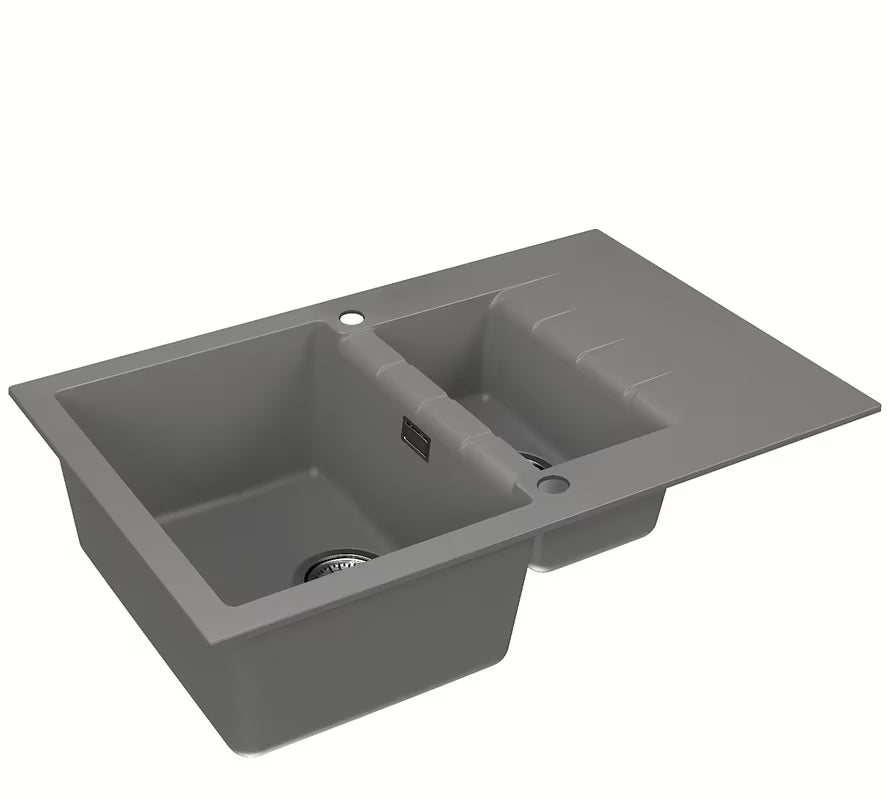 Granitno pomivalno korito Alveus Cadit 70 / 81 s kadjo in odcejalnikom v barvi beton