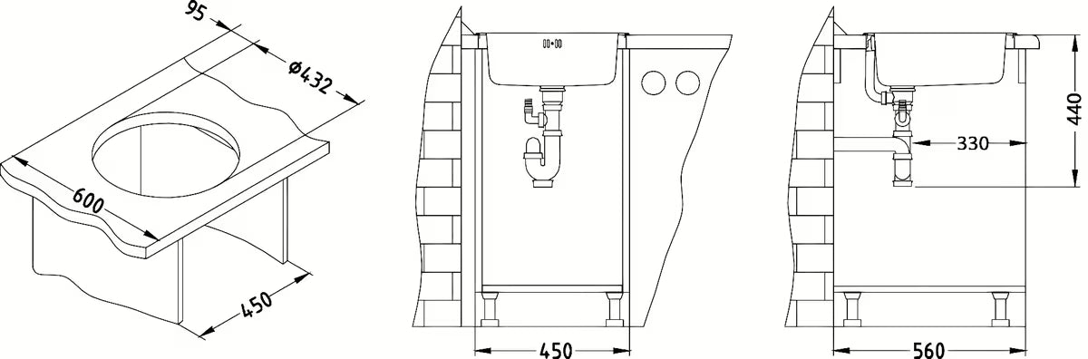 Okrogel nehrđajući pomivalno korito Alveus Form 10 pro za ugradnju u radnu ploču