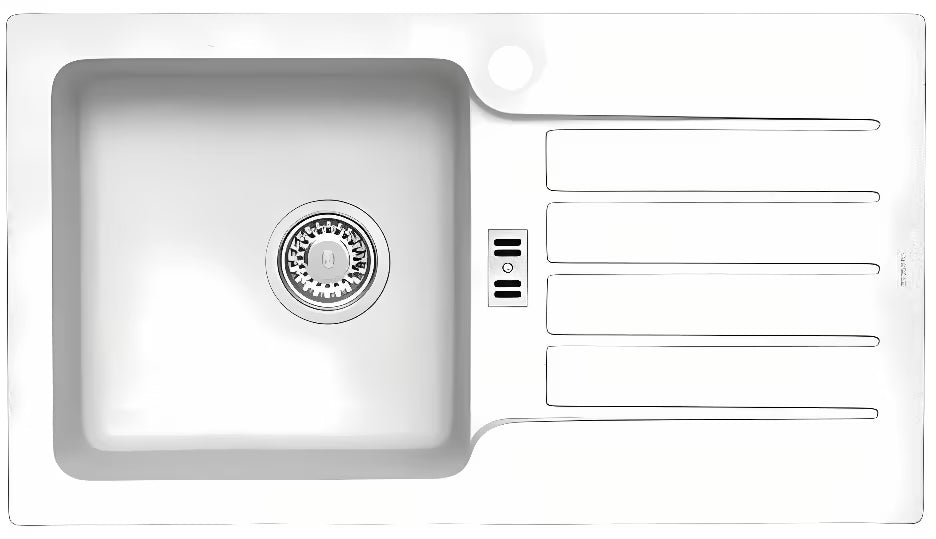 Bijeli granitni vgradni pomivalno korito Alveus s ocjeđivačem i otvorom pro slavinu