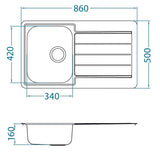 Nehrđajući pomivalno korito Alveus Line 20 z odcejalnikom pro ugradnja za delovni pult