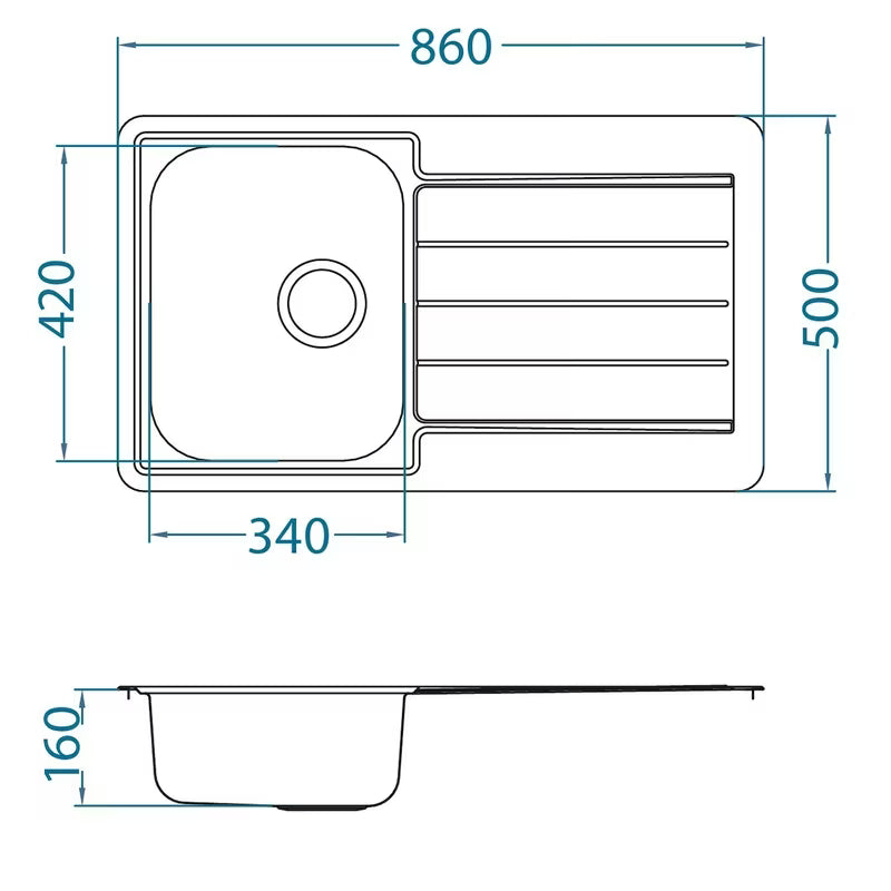 Nehrđajući pomivalno korito Alveus Line 20 z odcejalnikom pro ugradnja za delovni pult