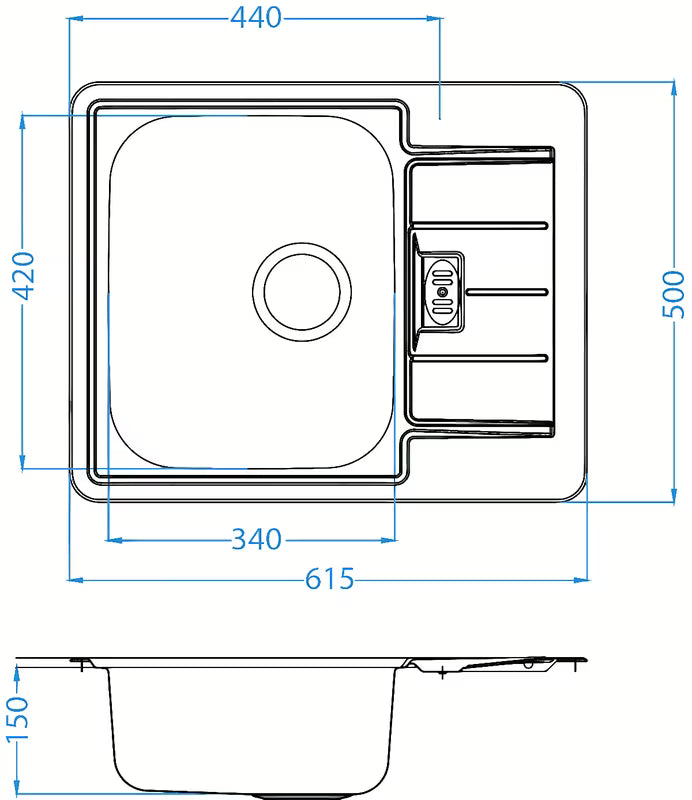 Alveus Line 60 vgradni nehrđajući pomivalno korito z odcejalnikom u dekor izvedbi