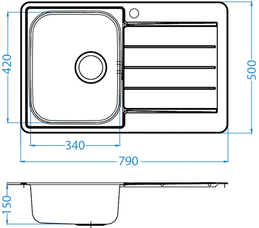 Nehrđajući vgradni pomivalno korito Alveus Line 80 z odcejalnikom i sitastim odvodom s preljevom