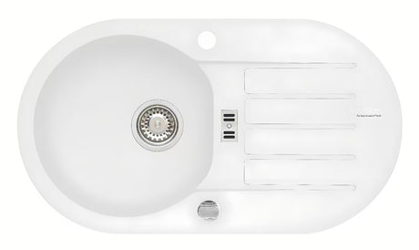 Bijeli granitni pomivalno korito Alveus Niagara 40 z odcejalnikom pro za delovni pult ugradnju.