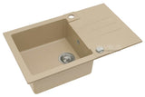 Bež granitni pomivalno korito Alveus Rock 130 z odcejalnikom, montaža za delovni pult