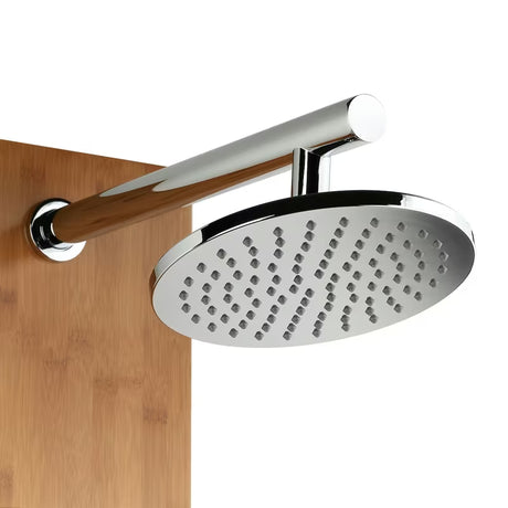 Tuš hidromasažni panel Anima Bamboo Shower iz bambusa z nadglavno in ročno prho ter masažnimi šobami.
