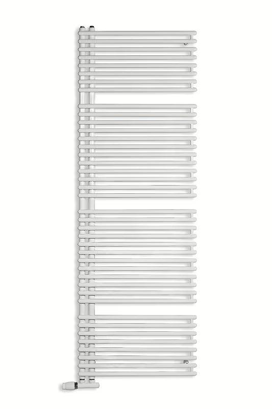 Bel kombiniran kopalniški radiator Anima Henrik 50x113 cm, primeren pro za ogrevanje in sušenje brisač.