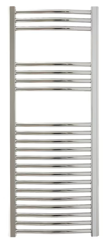 Kombiniran kopalniški radiator Anima Marcus 450x1118 mm v krom izvedbi z ukrivljenim profilom.