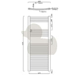Kombiniran kopalniški radiator Anima Marcus 450x1118 mm v krom izvedbi z ukrivljenim profilom.