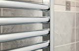 Kombiniran kopalniški radiator Anima Marcus 450x1760 mm v krom izvedbi z ukrivljenim profilom.