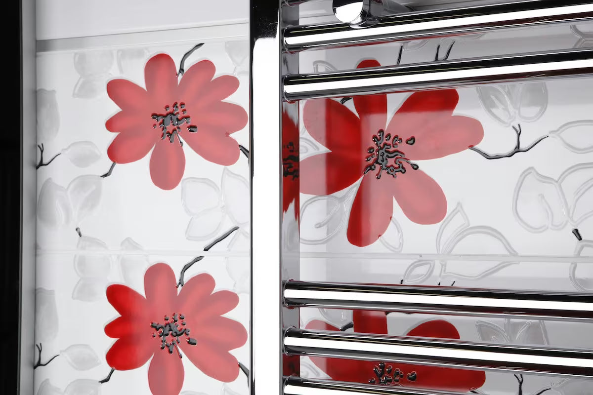 Kombiniran kopalniški radiator Anima Marcus 450x1760 mm v krom izvedbi z ukrivljenim profilom.