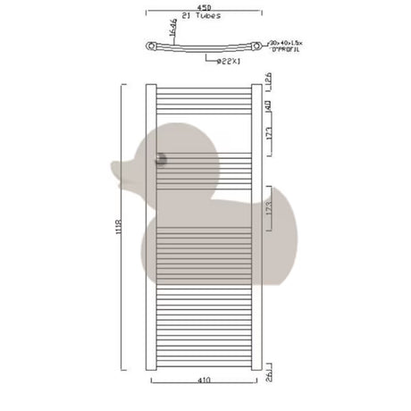 Električni radiator Anima Marcus u krom izvedbi, 45x111,8 cm, s grijaćim štapom i termostatom.