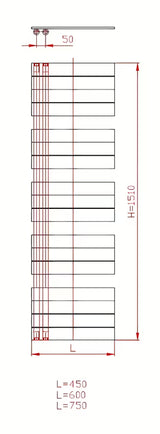Bel kombiniran kopalniški radiator Anima Oliver 45x151 cm pro za ogrevanje in sušenje brisač.