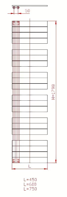 Bel kombiniran kopalniški radiator Anima Oliver 60x179 cm pro ogrevanje prostora in sušenje brisač