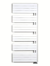 Bel kombiniran kopalniški radiator Anima Oliver 75x179 cm, primeren pro za ogrevanje in sušenje brisač.